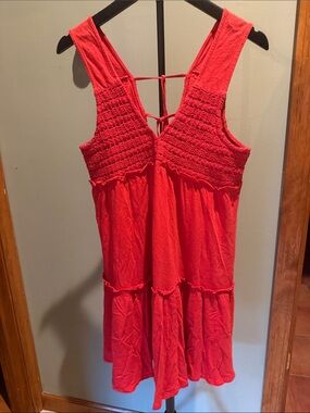 American Eagle Outfitters Red Sleeveless Smocked Sundress